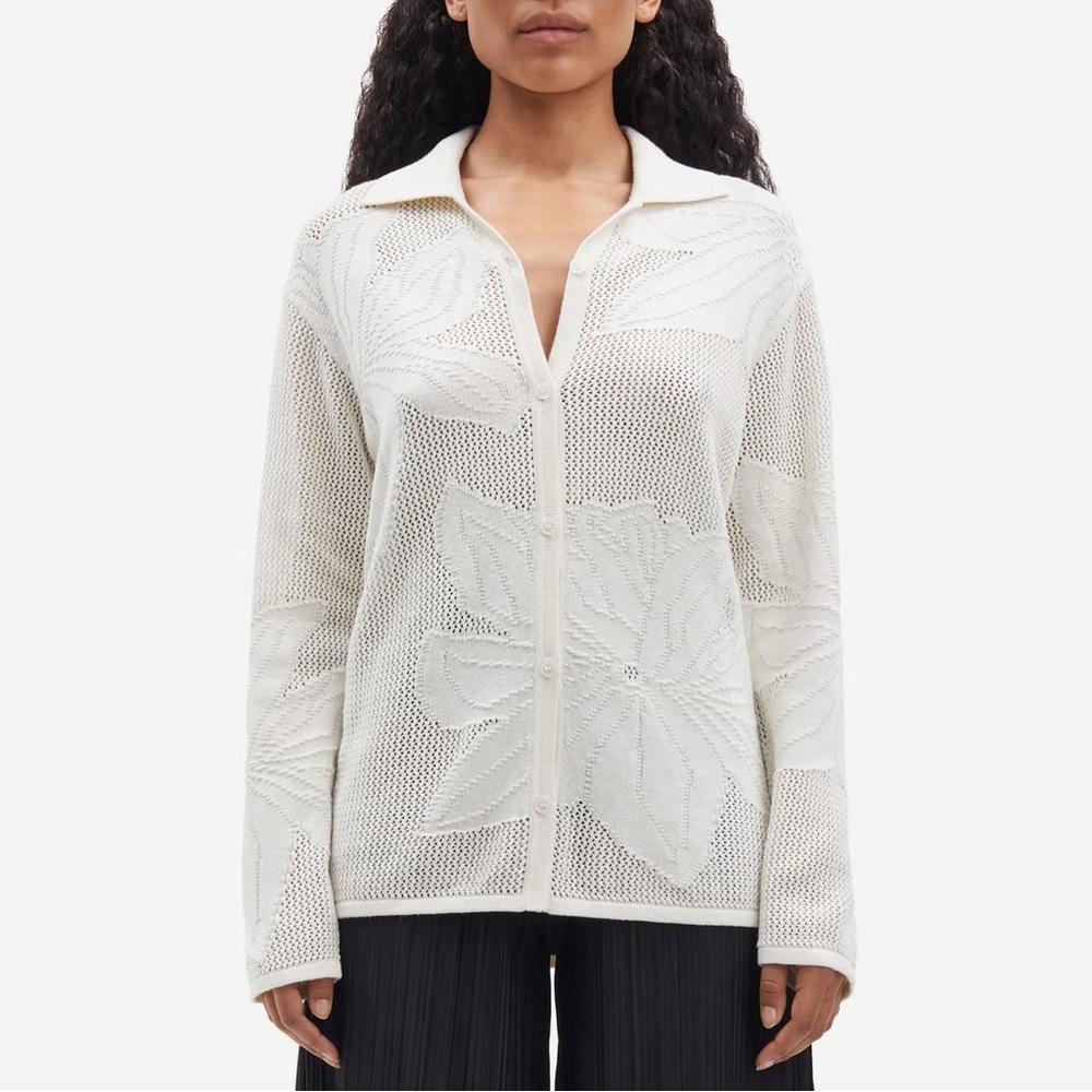 NWT Samsoe Samsoe Floral-Jacquard Organic Cotton Shirt